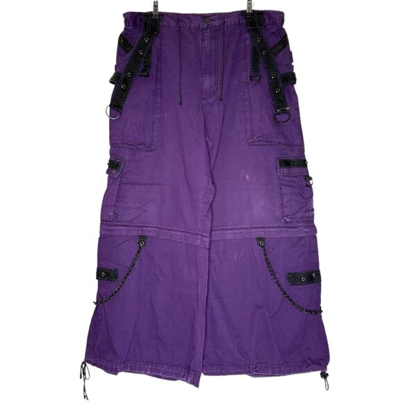 Tripp NYC Y2K Baggy Bondage Purple Pants 2X Convertible Skate Goth Punk Festival - Picture 1 of 16